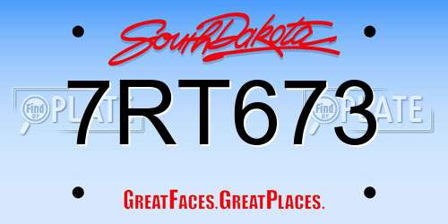 7RT673 South Dakota License Plate
