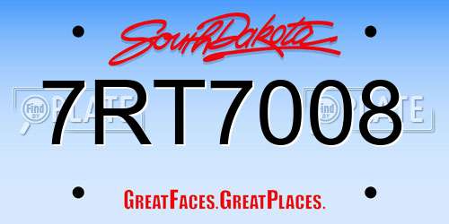 7RT7008 South Dakota License Plate