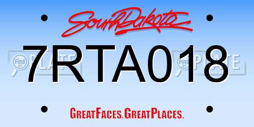 7RTA018 South Dakota License Plate