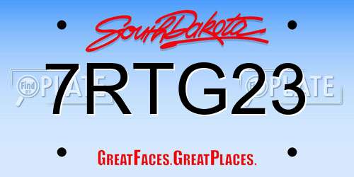 7RTG23 South Dakota License Plate