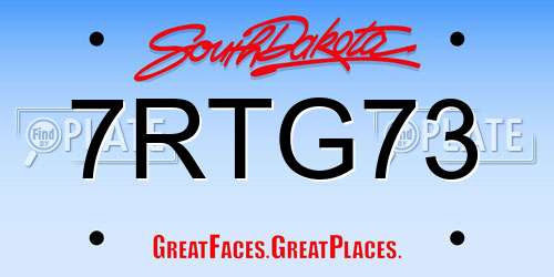 7RTG73 South Dakota License Plate