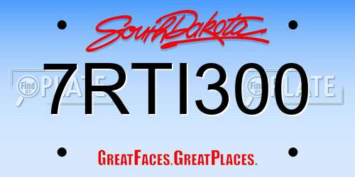 7RTI300 South Dakota License Plate