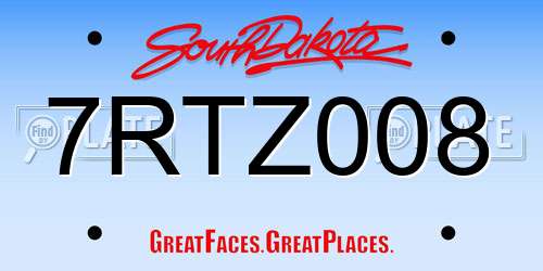 7RTZ008 South Dakota License Plate