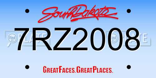 7RZ2008 South Dakota License Plate