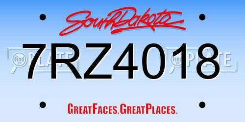 7RZ4018 South Dakota License Plate