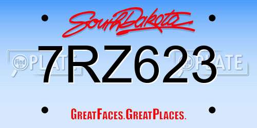 7RZ623 South Dakota License Plate