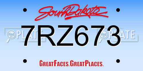 7RZ673 South Dakota License Plate