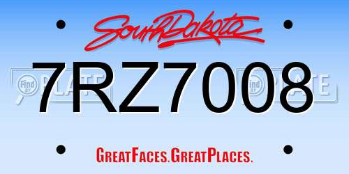 7RZ7008 South Dakota License Plate