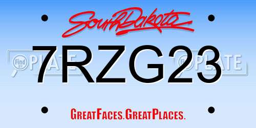 7RZG23 South Dakota License Plate