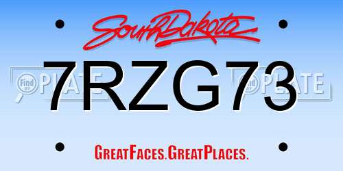 7RZG73 South Dakota License Plate