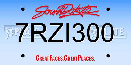 7RZI300 South Dakota License Plate