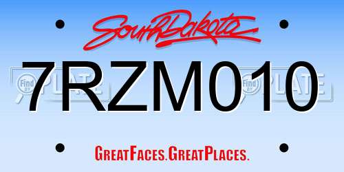 7RZM010 South Dakota License Plate