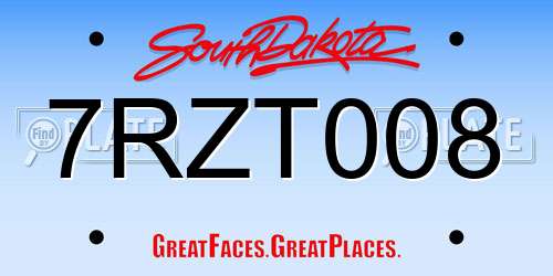 7RZT008 South Dakota License Plate