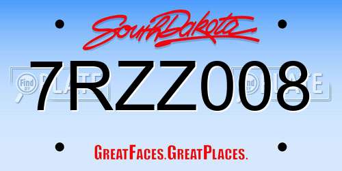 7RZZ008 South Dakota License Plate
