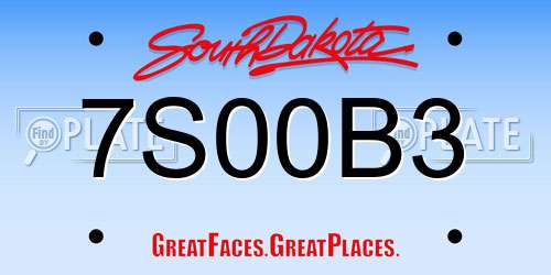 7S00B3 South Dakota License Plate