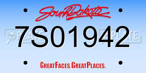 7S01942 South Dakota License Plate
