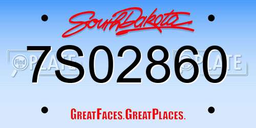7S02860 South Dakota License Plate