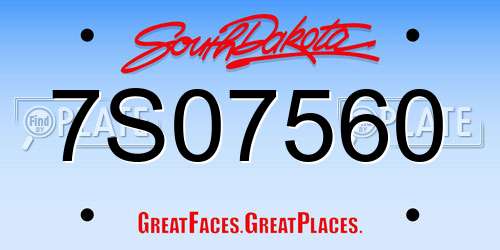 7S07560 South Dakota License Plate
