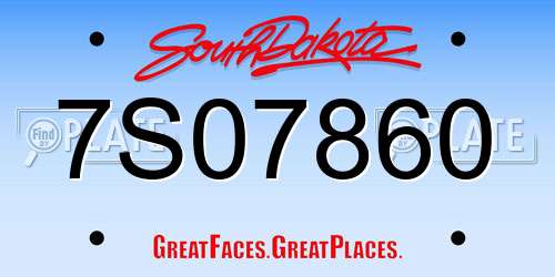 7S07860 South Dakota License Plate