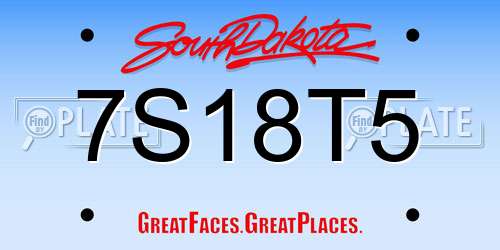 7S18T5 South Dakota License Plate