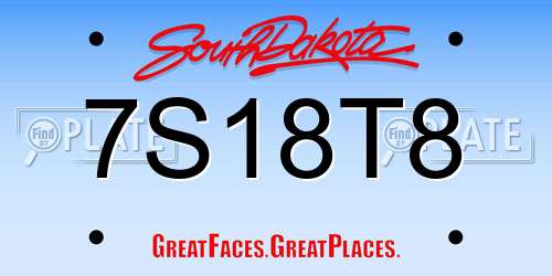 7S18T8 South Dakota License Plate
