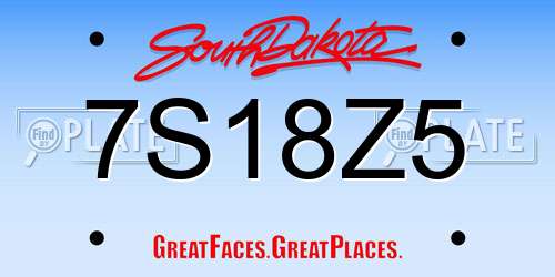 7S18Z5 South Dakota License Plate