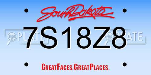 7S18Z8 South Dakota License Plate