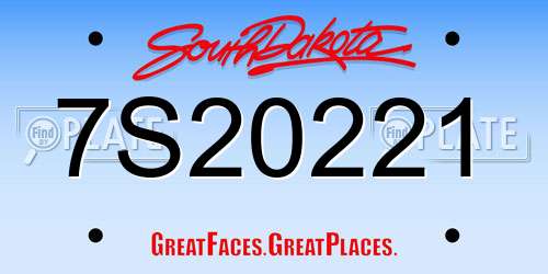 7S20221 South Dakota License Plate