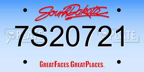 7S20721 South Dakota License Plate
