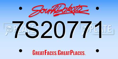 7S20771 South Dakota License Plate
