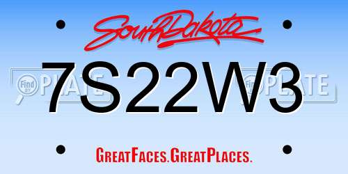 7S22W3 South Dakota License Plate