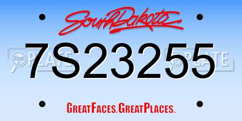 7S23255 South Dakota License Plate