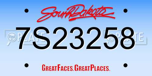 7S23258 South Dakota License Plate