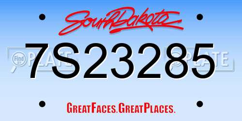7S23285 South Dakota License Plate
