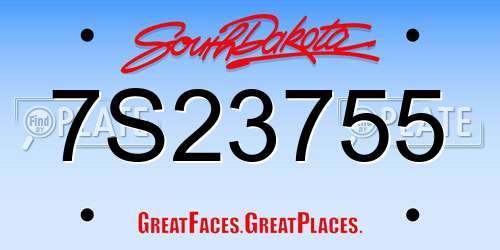 7S23755 South Dakota License Plate