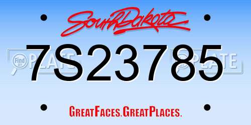 7S23785 South Dakota License Plate