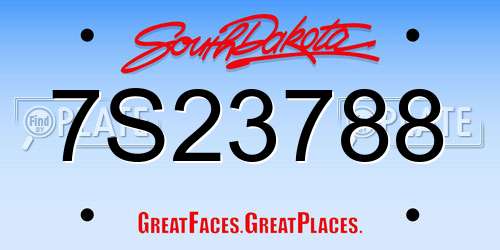 7S23788 South Dakota License Plate