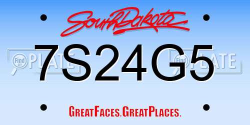 7S24G5 South Dakota License Plate