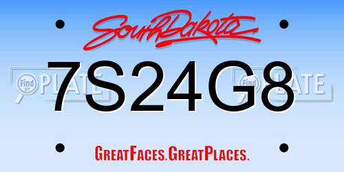 7S24G8 South Dakota License Plate