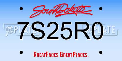 7S25R0 South Dakota License Plate