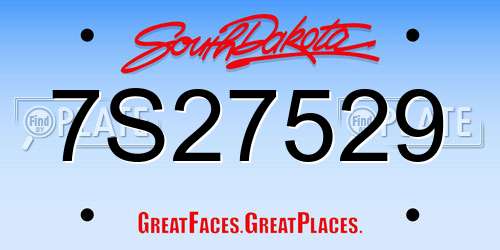7S27529 South Dakota License Plate