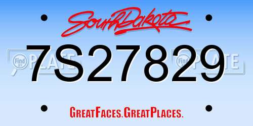 7S27829 South Dakota License Plate