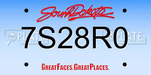 7S28R0 South Dakota License Plate