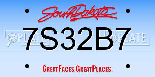 7S32B7 South Dakota License Plate
