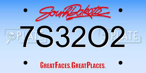 7S32O2 South Dakota License Plate