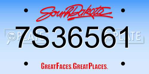 7S36561 South Dakota License Plate