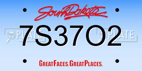 7S37O2 South Dakota License Plate
