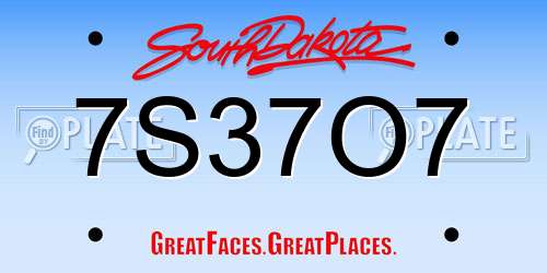 7S37O7 South Dakota License Plate