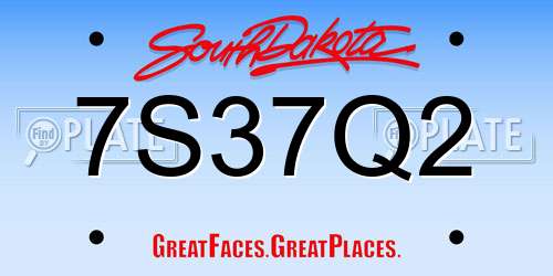 7S37Q2 South Dakota License Plate
