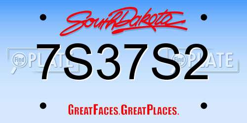 7S37S2 South Dakota License Plate